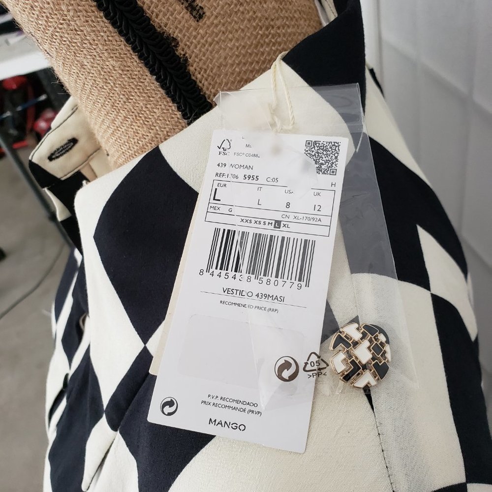 Nwt - Mango (Mng) Button Front Geo Print Shirt Dr… - image 4